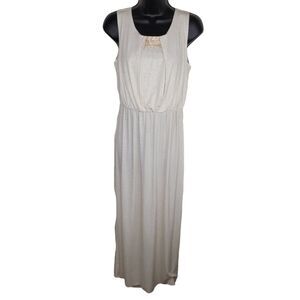 Enfocus Studio white & gold sleeveless Goddess dress size 8